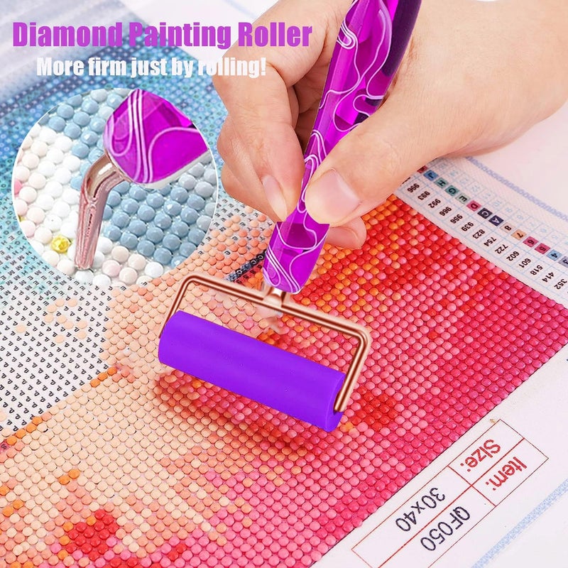 Heyseri 10PCS Diamond Painting Pen Accessories Tools Set, Ergonomic Diamond Art Pen and 6 Painting Glue Clay, Exquisite Stainless Steel Metal Pen Tips, Comfort Grip and Faster Drilling (Purple) - Image 2